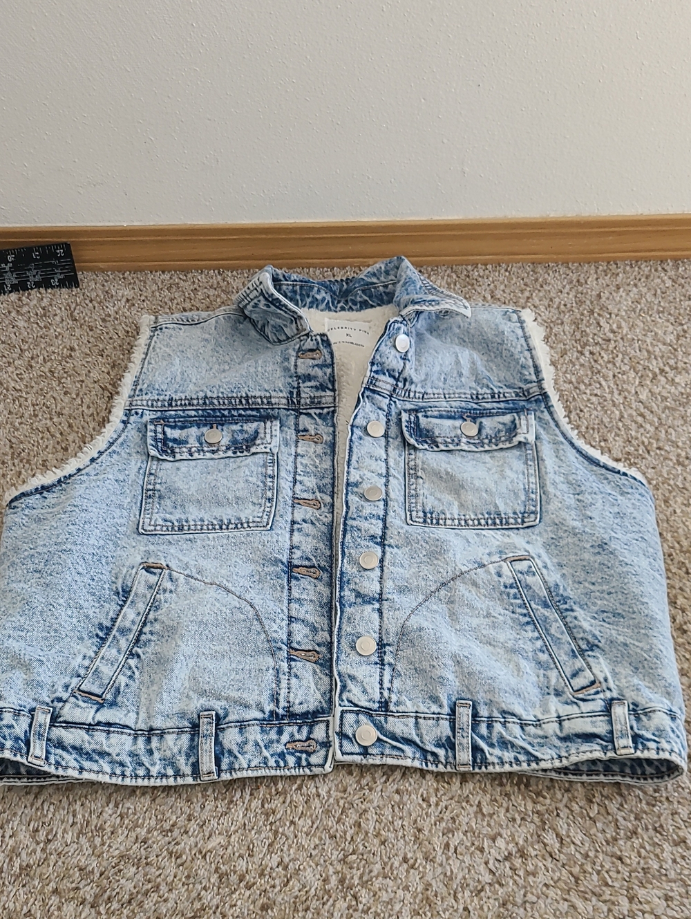 Celebrity Pink Sherpa-Lined Denim Jacket - Blue & Cream - Picture 1 of 6